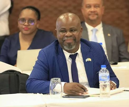 Hon. Letlhogonolo Barongwang at a formal seated engagement